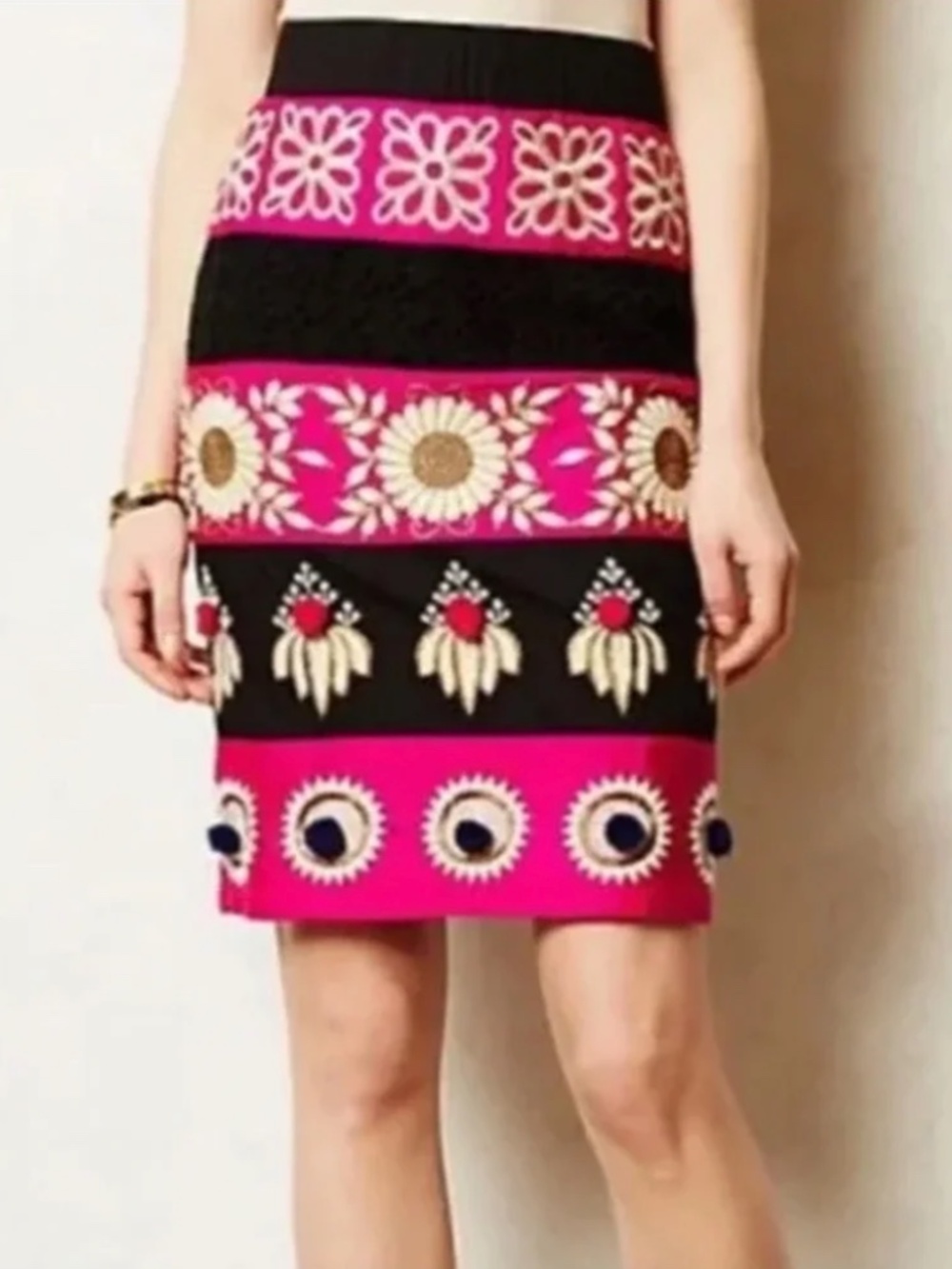 Liefsdottir Embroidered Catrina Pencil Skirt / Size 2